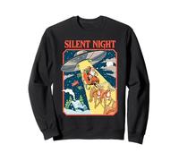 Silent Night Christmas UFO Sarcastic Retro Funny Adult Humor Felpa