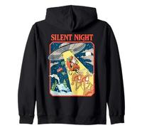 Silent Night Christmas UFO Sarcastic Retro Funny Adult Humor Felpa con Cappuccio