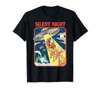 Silent Night Christmas UFO Sarcastic Retro Funny Adult Humor Maglietta