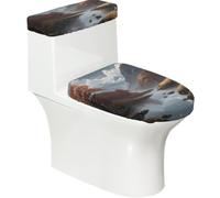 Silent Valley, set di 2 copriwater con coperchio per serbatoio, elastico, per WC a forma di U e allungati, decorazione per il bagno, regalo di inaugurazione della casa