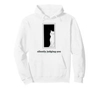 Silently Judging You Funny White Cats Sarcastico Donne Ragazze Felpa con Cappuccio
