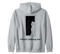 Silently Judging You Funny White Cats Sarcastico Donne Ragazze Felpa con Cappuccio