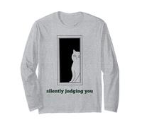 Silently Judging You Funny White Cats Sarcastico Donne Ragazze Maglia a Manica