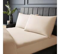 Silentnight Lenzuolo con angoli in puro cotone, fresco e morbido al tatto, 200 fili, extra profondo 40 cm, 100% cotone traspirante, con angoli elasticizzati, lavabile in lavatrice, beige naturale