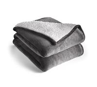Silentnight Snugsie - Coperta gigante in pile, super dimensionata con caldo pile Sherpa interno reversibile, per divano letto di tutta la famiglia, 240 x 180 cm, grigio antracite