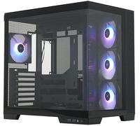 Silentware View A-RGB Black Midi Tower Case PC, parte anteriore e laterale in vetro temperato, 4 ventole A-RGB da 120 mm, 4 pin-PWM a 3 pin, GPU fino a 410 mm, USB-C, ATX/mATX/ITX, design showcase