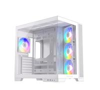 Silentware View A-RGB White Midi Tower Case PC, parte anteriore e laterale in vetro temperato, 4 ventole A-RGB da 120 mm, 4 pin-PWM a 3 pin, GPU fino a 410 mm, USB-C, ATX/mATX/ITX, design showcase