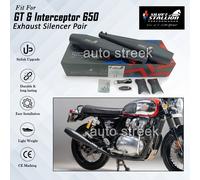 Silenzatore Nero In Argento Per Royal Enfield GT E Interceptor 650