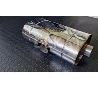 SILENZIATORE FINALE AUTO DUPLEX UNIVERSALE ACCIAIO INOX INGRESSO Ø 76 USCITE Ø63