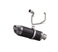 Silenziatore Moto Per Benelli TNT125 2016-2022 R27 Sezione Anteriore In Acciaio Inox R27 Sezione Testa E Coda In Carbonio Imitazione Quadrata Piccola(Black set)