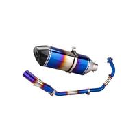 Silenziatore Moto Per La Sezione Anteriore In Acciaio Inossidabile Brunita Della Motocicletta CBR150R 470 Set Di Sezione Di Coda Obliqua Grande Esagonale In Carbonio(Front section+blue burning)