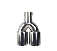 Silenziatore Punta Scarico Silenziatore Automatico A Doppia Uscita Multi-dimensione Universale In Acciaio Inossidabile Con Punta Tubo Scarico 51 Mm 63Mm(Silver 57MM)