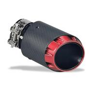 Silenziatore Scarico Design Accattivante In Fibra Di Carbonio + Acciaio Inossidabile Nero + Tubo Di Scarico Per Auto Modificato Placcato Rosso Punta Scarico(Red Inlet 51mm)