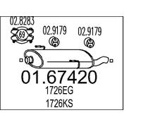 Silenziatore terminale 01.67420 MTS per PEUGEOT 206+ 206 Hatchback