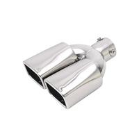 Silenziatore Terminale scarico universale per auto da 63 mm e 2,5 pollici quadrato in acciaio inossidabile posteriore cromato a doppia uscita Tubo scarico modificato(A)