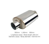 Silenziatore universale inox grezzo uscita rotonda dritta ESR9 300mm