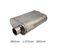 Silenziatore universale inox uscita rotonda dritta 63mm offset ESR16