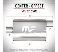 Silenziatore universale Magnaflow 4x9'' x24'' uscite 3''/3'' Offset