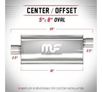 Silenziatore universale Magnaflow 5x8'' x24'' uscite 2.5''/2.5'' Offset