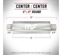 Silenziatore universale Magnaflow tondo 4'' x12'' uscite 2.5''/2.5'' Center