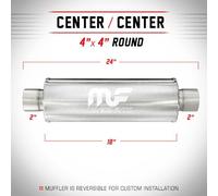 Silenziatore universale Magnaflow tondo 4'' x24'' uscite 2''/2'' Center
