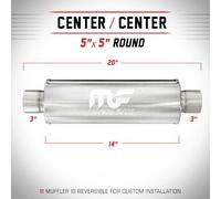 Silenziatore universale Magnaflow tondo 5'' x20'' uscite 3''/3'' Center
