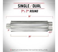 Silenziatore universale Magnaflow XL 7'' tondo 36'' 3''/2.5'' Dual