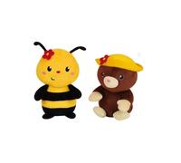 'SILENZIO CA SPINGE Set di 2 vasi da giardiniere con peluches +/- 13 cm: ape e talpa'