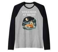 Silenzio Notturno Sleeping Fox Cozy Moon Calm Cottagecore Maglia con Maniche Raglan