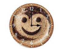 Silenzioso Orologi Smile Face Coffee Analogico Orologio Da Parete 25CM | accurato Round Wall Clock decorativo Orologi da parete Per soggiorno camera da letto ufficio