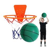 Silenzioso Set Da Basket E Cerchio - PU Bask-etball 18 Cm Ho-op 30 Cm | Ba-sketball Interno Silenzioso, Dribbling Senza Rumore | Attrezzatura Regolabile Della Palla Sportiva Per Il Gioco Di