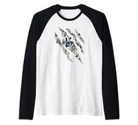 Silhouette a Forma di Gatto Leopardato delle Nevi Senza Paura Maglia con Maniche Raglan