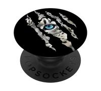 Silhouette a forma di gatto leopardato delle nevi senza paura PopSockets PopGrip Adesivo
