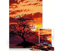 Silhouette Albero Tramonto Paesaggio Arte Adolescenti Puzzle 1000 Pezzi Migliora la Memoria Gioco Rilassante Bordo Preciso Articolo Desiderio di Babbo Natale 50x75cm