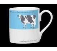 Silhouette blu mucca divertente tazza in porcellana fine, in un orecchio & OUT of the Udder - Stoke on Trent, Inghilterra
