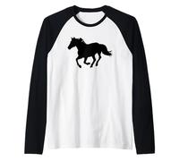 Silhouette Cavallo al Galoppo per equestri Maglia con Maniche Raglan