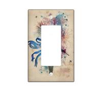 Silhouette - Copertura per interruttore della luce a bilanciere singolo, celebrativo artistico fuochi d'artificio stelle celebrazione in plastica blu, dimensioni standard, accenti da parete, per