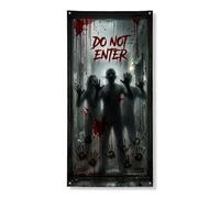 Silhouette - Coperture per porte decorative, horror spettrale impronta di mano sangue di Halloween rosso con corda per porta d'ingresso, striscione decorativo per la casa, per portico, patio, interni
