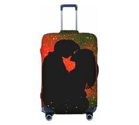 Silhouette Copripagagli elastici da viaggio con coppia che abbraccia in amore, antipolvere, antigraffio, protezione per valigie da 56-61 cm