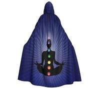Silhouette del chakra di una donna che fa yoga, mago, strega, mantello con