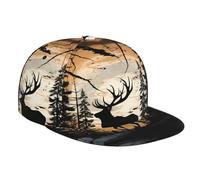 (Silhouette di Alce Selvatico Nero) Cappellino da Baseball alla Moda con Visiera Piatta, Strutturato, Regolabile, Traspirante e Leggero, Ideale per Il Tempo Libero e Gli Sport all'Aria Aperta.