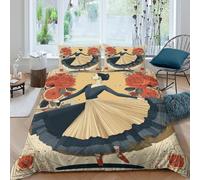 Silhouette di ballerina di flamenco Morbido Set Di Biancheria Da Letto Set 3D Motivo Simbolo culturale spagnolo Stampata Copripiumino E La Federa Del Cuscino, Per Ragazzo,ragazza King(220x240cm)