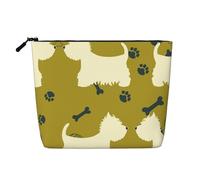 Silhouette di cane West Highland Animal West, Borsa per cosmetici in lino sintetico Borsa per trucco Borsa da viaggio portatile
