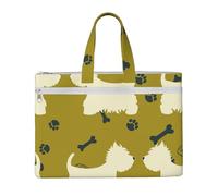 Silhouette di cane West Highland Animal West,Borsa portadocumenti in tela con cerniera, borsa a mano, valigetta per scuola e ufficio