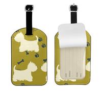 Silhouette di cane West Highland Animal West,Etichette per bagagli in pelle PU, etichette per bagagli resistenti da viaggio, 2 pezzi