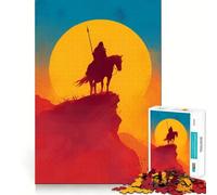 Silhouette di cavaliere a cavallo al tramonto, puzzle da 1000 pezzi per adulti, ideale per ricordare, migliorare, alleviare lo stress, tagliare con precisione, Babbo Natale, scegli 50x75cm