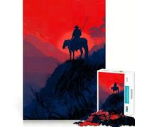 Silhouette di cavaliere a cavallo al tramonto - Puzzle da 1000 pezzi per ragazzi - Migliora la memoria - Rilassante e divertente - Pezzo da collezione artistico dai tagli netti 50x75cm