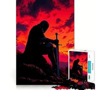 Silhouette di cavaliere con spada al tramonto - Puzzle per ragazzi, 1000 pezzi, gioco di logica, divertimento al chiuso, bordi precisi, pezzo da collezione 38x52cm