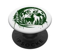 Silhouette di cervo del solstizio d'inverno PopSockets PopGrip Adesivo