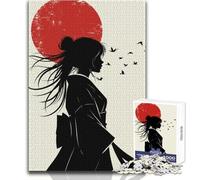 Silhouette di donna in kimono con uccelli Puzzle da 1000 pezzi per adolescenti Gioco educativo di ragionamento e abilità Regalo premuroso ideale per tutti gli eventi Dimensioni 38x26cm